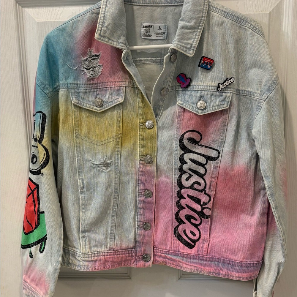 Justice Bazooka‎ Ring Pop Colorful Denim Jacket